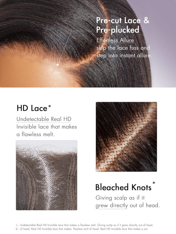 LUVME HAIR 14 Inch Yaki Straight Bob Wig with Bangs Human Hair Glueless HD Lace Bob Wig with Brown Highlights, Ready to Go Short Wigs For Women 180 Density Breathable Cap - Image 48