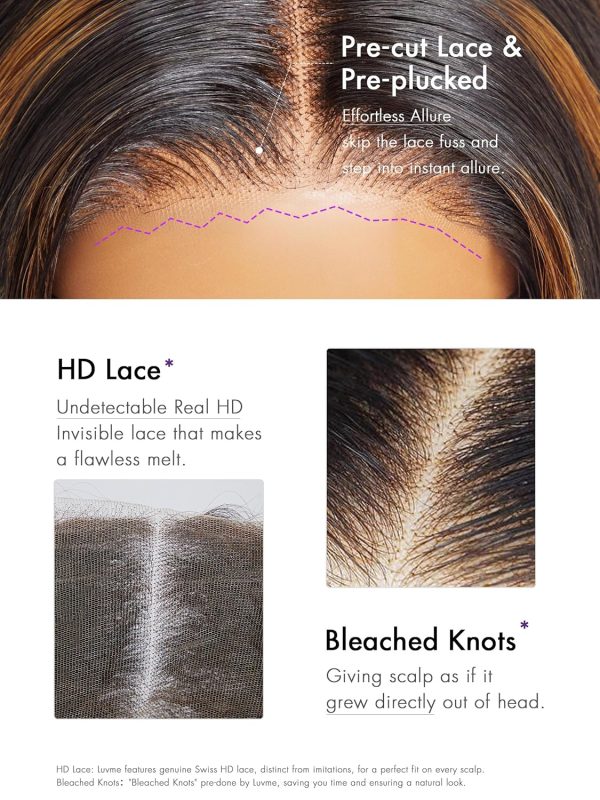 LUVME HAIR Ombre Blonde Highlight Silky Straight Glueless Pre Cut Lace Bob Wig - Image 176