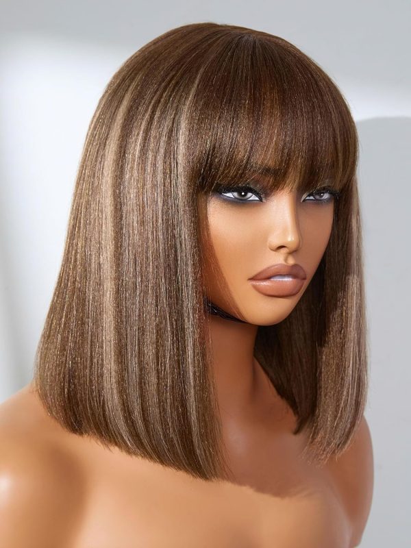LUVME HAIR Ombre Blonde Highlight Silky Straight Glueless Pre Cut Lace Bob Wig - Image 179