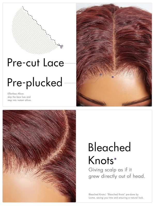 LUVME HAIR 5X5 Dark Reddish Brown Fluffy Water Wave Glueless 5x5 Closure Lace Front Wig Pre Cut Lace Ready To Go Wig Human Hair Wig For Women (16 Inch & Precut Lace) - Image 3
