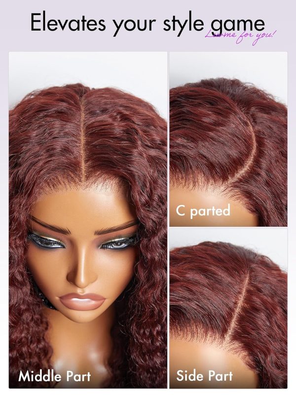 LUVME HAIR 5X5 Dark Reddish Brown Fluffy Water Wave Glueless 5x5 Closure Lace Front Wig Pre Cut Lace Ready To Go Wig Human Hair Wig For Women (16 Inch & Precut Lace) - Image 6