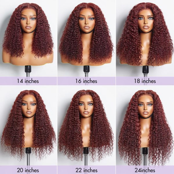 LUVME HAIR 5X5 Dark Reddish Brown Fluffy Water Wave Glueless 5x5 Closure Lace Front Wig Pre Cut Lace Ready To Go Wig Human Hair Wig For Women (16 Inch & Precut Lace) - Image 7