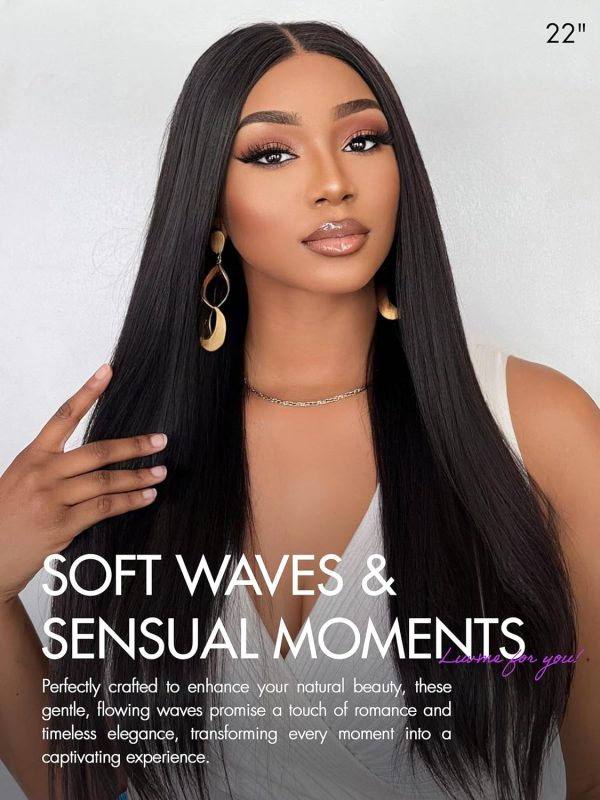 LUVME HAIR 16'' Straight Lace Front Wigs Human Hair 13x4 Pre Cut Lace Glueless Human Hair Wig Pre Plucked Long Straight Black Wig For Women 180 Density - Image 3