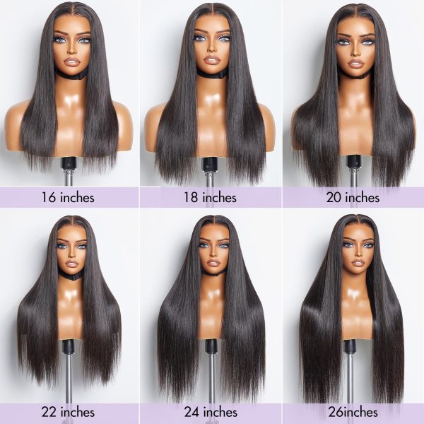LUVME HAIR 16'' Straight Lace Front Wigs Human Hair 13x4 Pre Cut Lace Glueless Human Hair Wig Pre Plucked Long Straight Black Wig For Women 180 Density - Image 7
