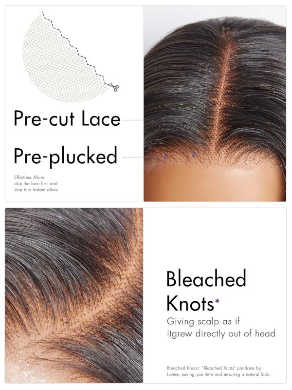 LUVME HAIR 16'' Straight Lace Front Wigs Human Hair 13x4 Pre Cut Lace Glueless Human Hair Wig Pre Plucked Long Straight Black Wig For Women 180 Density - Image 10