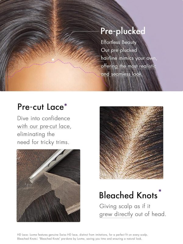 LUVME HAIR 16'' Straight Lace Front Wigs Human Hair 13x4 Pre Cut Lace Glueless Human Hair Wig Pre Plucked Long Straight Black Wig For Women 180 Density - Image 31