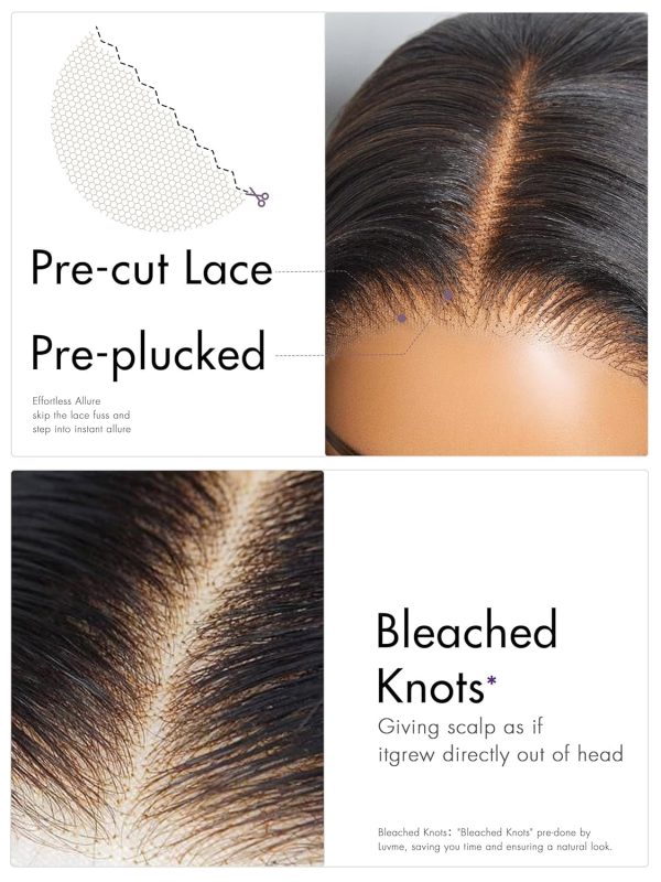 LUVME HAIR 16 Inch Yaki Straight Human Hair Wigs Pre Cut 5x5 Glueless HD Lace Closure Wig Pre Plucked Natural Black - Image 3