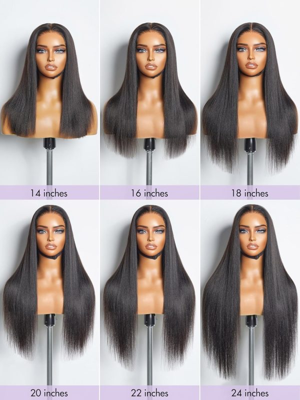 LUVME HAIR 16 Inch Yaki Straight Human Hair Wigs Pre Cut 5x5 Glueless HD Lace Closure Wig Pre Plucked Natural Black - Image 7