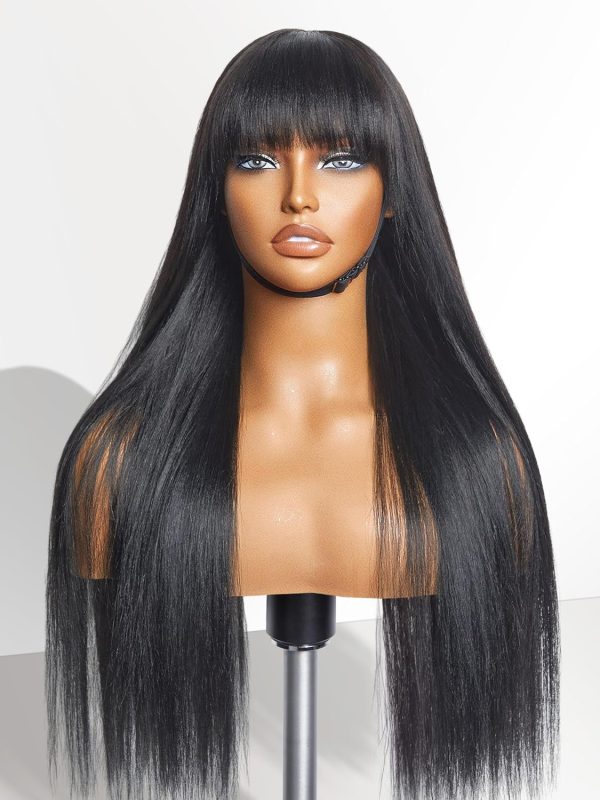 LUVME HAIR 16 Inch Yaki Straight Human Hair Wigs Pre Cut 5x5 Glueless HD Lace Closure Wig Pre Plucked Natural Black - Image 8