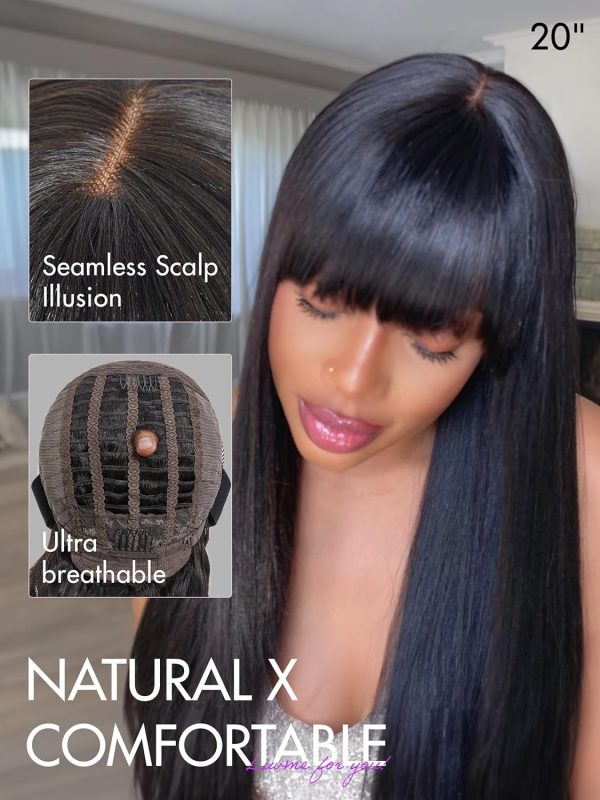 LUVME HAIR 16 Inch Yaki Straight Human Hair Wigs Pre Cut 5x5 Glueless HD Lace Closure Wig Pre Plucked Natural Black - Image 10