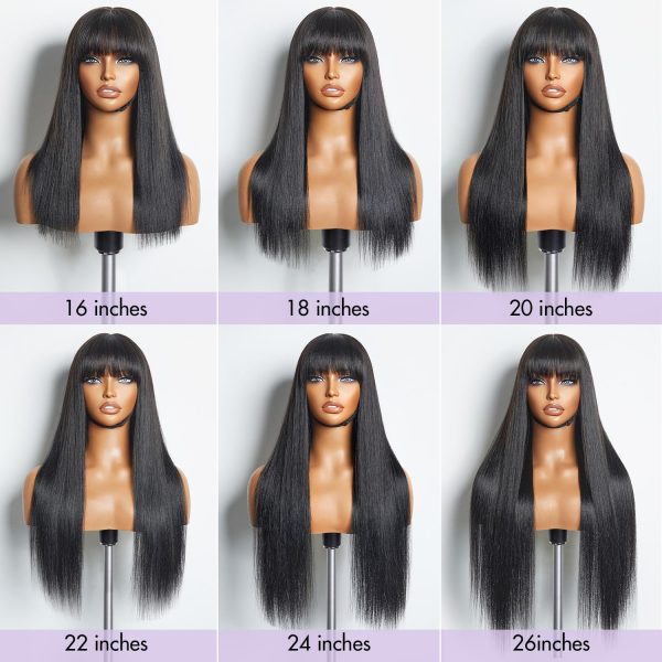 LUVME HAIR 16 Inch Yaki Straight Human Hair Wigs Pre Cut 5x5 Glueless HD Lace Closure Wig Pre Plucked Natural Black - Image 12