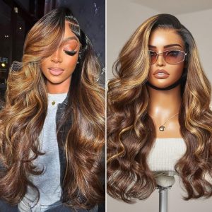 LUVME HAIR 7x6 HD Lace All-Day Comfort Wig 200% Density Hair PartingMax Lace Wigs Highlight Color Loose Body Wave Lace Front Wigs Human Hair Pre Cut Plucked Lace Frontal Glueless 20 Inches Mix Brown