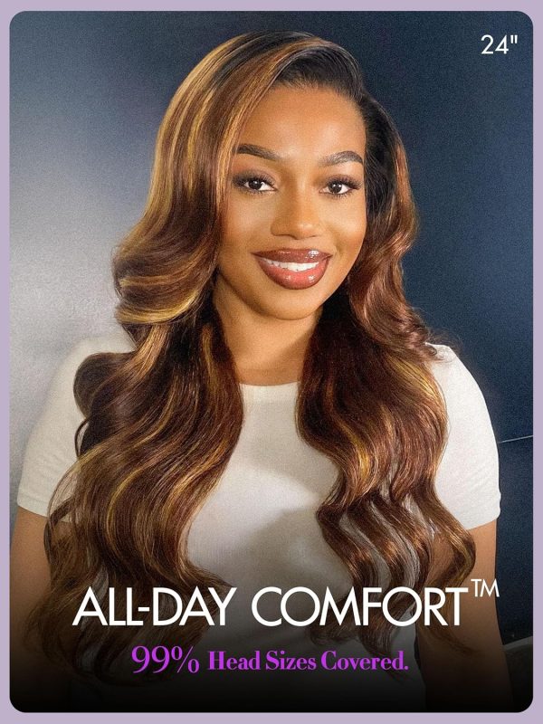 LUVME HAIR 7x6 HD Lace All-Day Comfort Wig 200% Density Hair PartingMax Lace Wigs Highlight Color Loose Body Wave Lace Front Wigs Human Hair Pre Cut Plucked Lace Frontal Glueless 20 Inches Mix Brown - Image 2