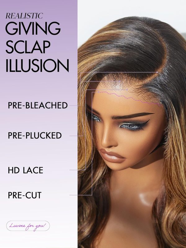 LUVME HAIR 7x6 HD Lace All-Day Comfort Wig 200% Density Hair PartingMax Lace Wigs Highlight Color Loose Body Wave Lace Front Wigs Human Hair Pre Cut Plucked Lace Frontal Glueless 20 Inches Mix Brown - Image 4