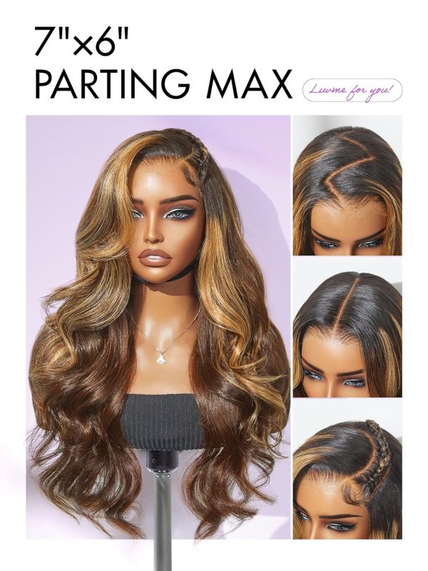 LUVME HAIR 7x6 HD Lace All-Day Comfort Wig 200% Density Hair PartingMax Lace Wigs Highlight Color Loose Body Wave Lace Front Wigs Human Hair Pre Cut Plucked Lace Frontal Glueless 20 Inches Mix Brown - Image 6